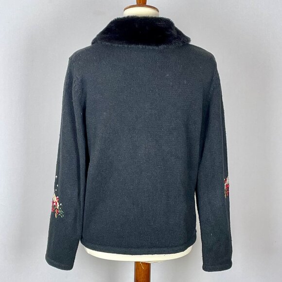 Vtg Tiara International Cardinals Cardigan Sz S Black Bead Embroidered Christmas - Picture 4 of 7